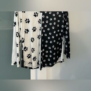 Women’s long sleeved shirt with paw prints.